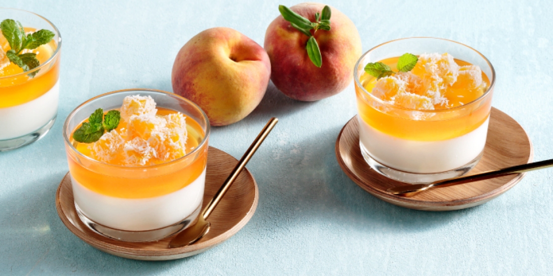 Panna cotta καρύδας με Φρουί Ζελέ ροδάκινο