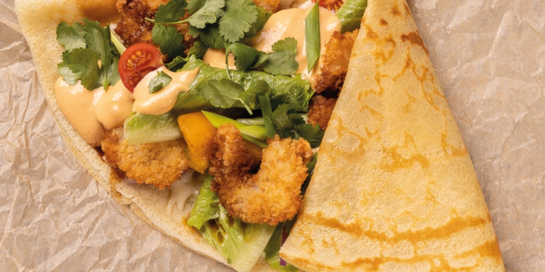 Κρέπες με κοτόπουλο πανέ