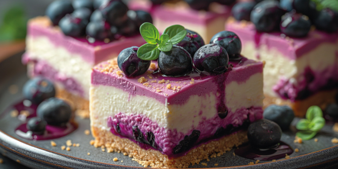 Γλυκό με κρέμα cheesecake & μύρτιλα